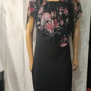 Ben Nye Black Floral Mini‎ Dress